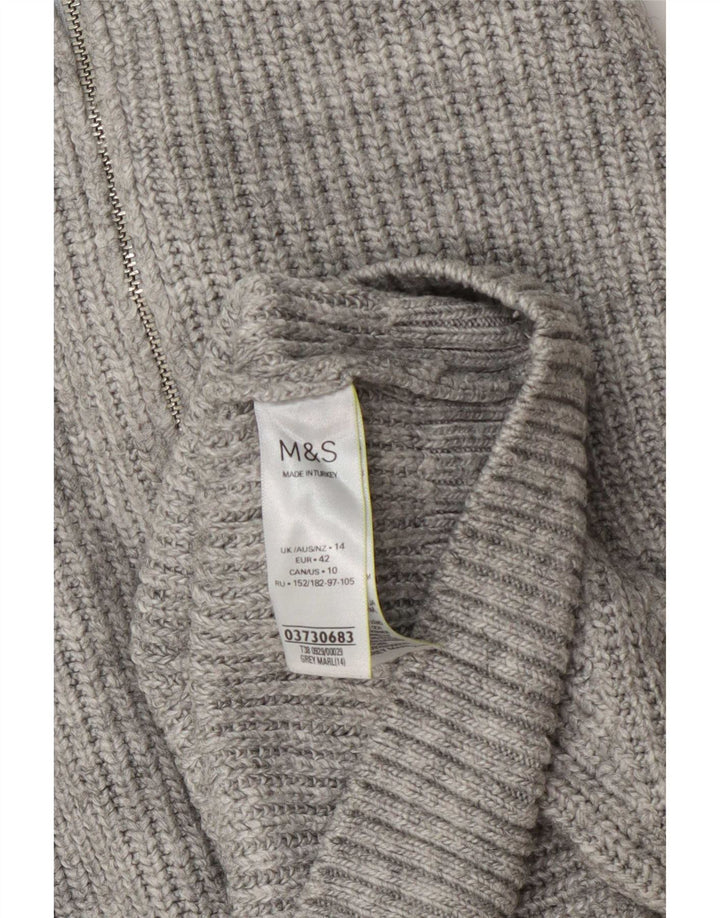 Marks & Spencer Γυναικείο πουλόβερ με φερμουάρ UK 14 Μεγάλα γκρι φλύκταινα