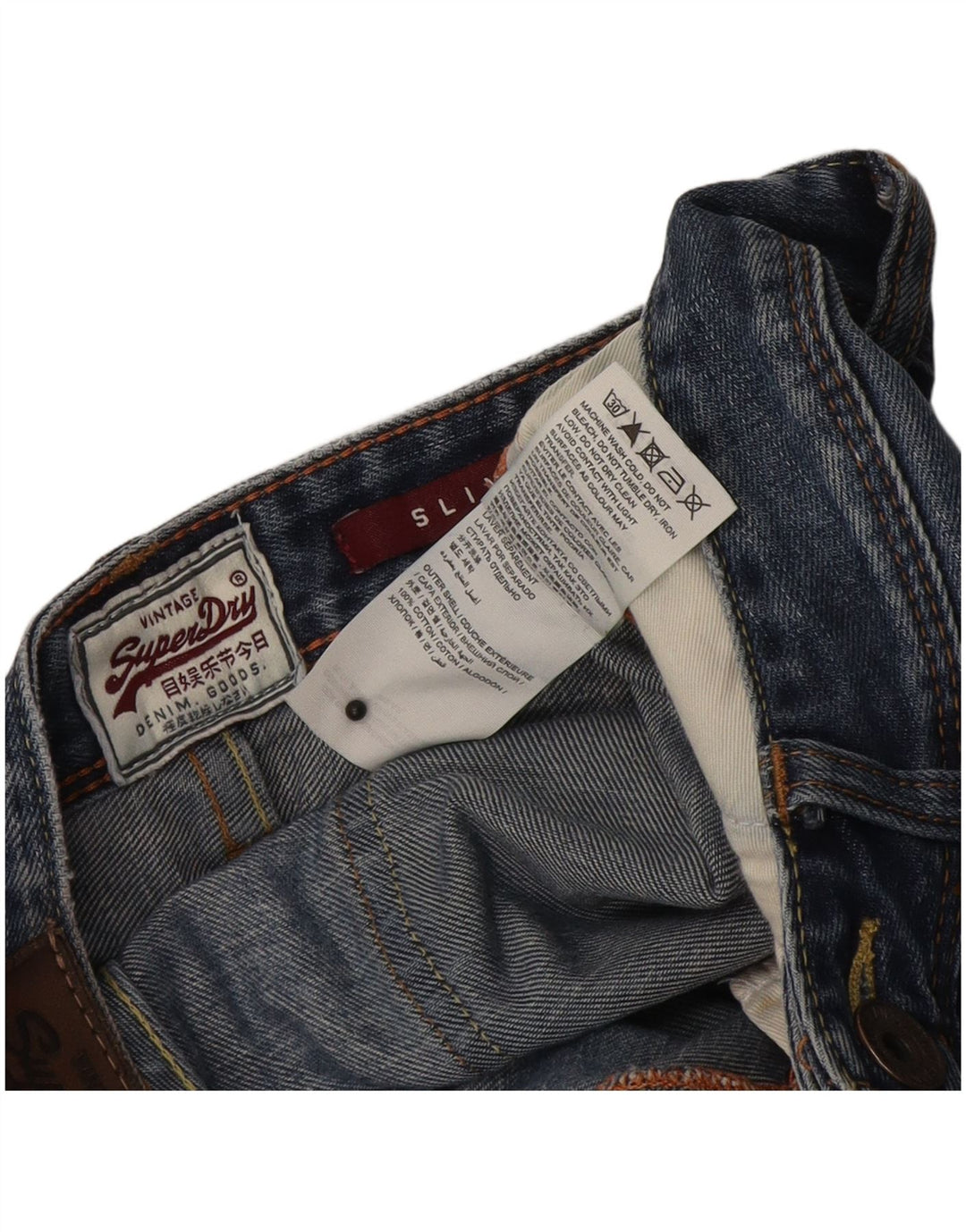 Superdry Γυναικεία Distressed Slim Jeans W28 L32 Blue Cotton