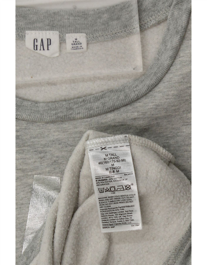 GAP Γυναικείο ψηλό γραφικό φούτερ Jumper UK 14 Μεσαίο γκρι βαμβακερό