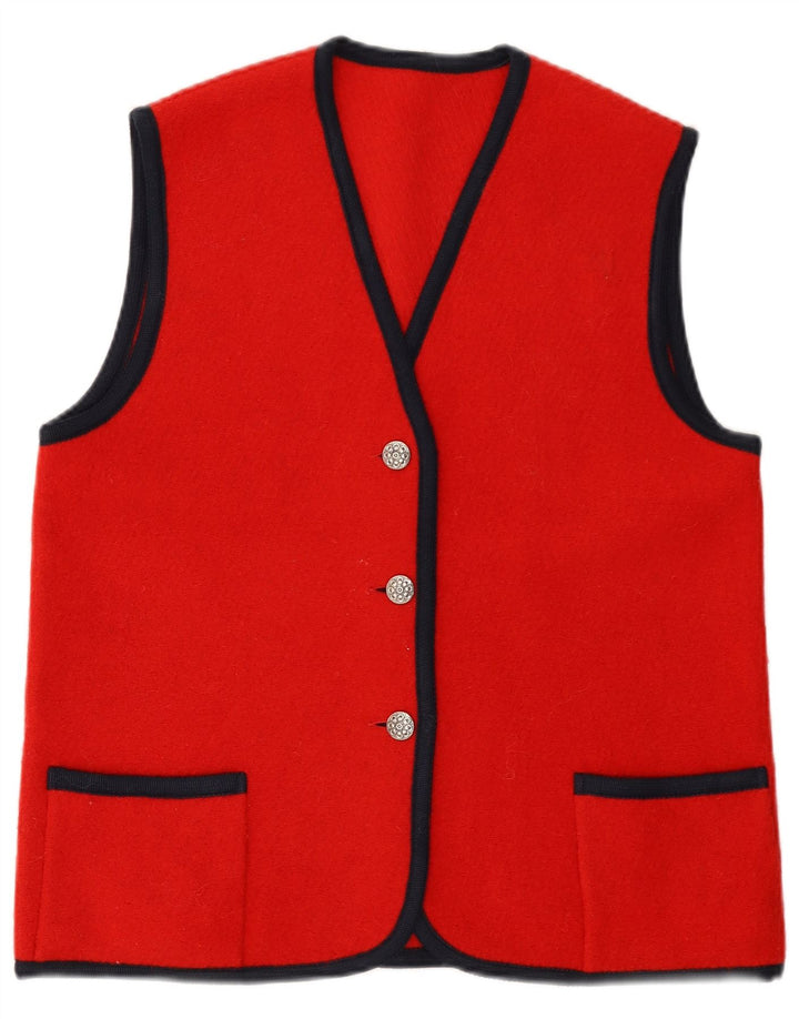 VINTAGE Γυναικείο Αμάνικο Ζακέτα UK 14 Medium Red