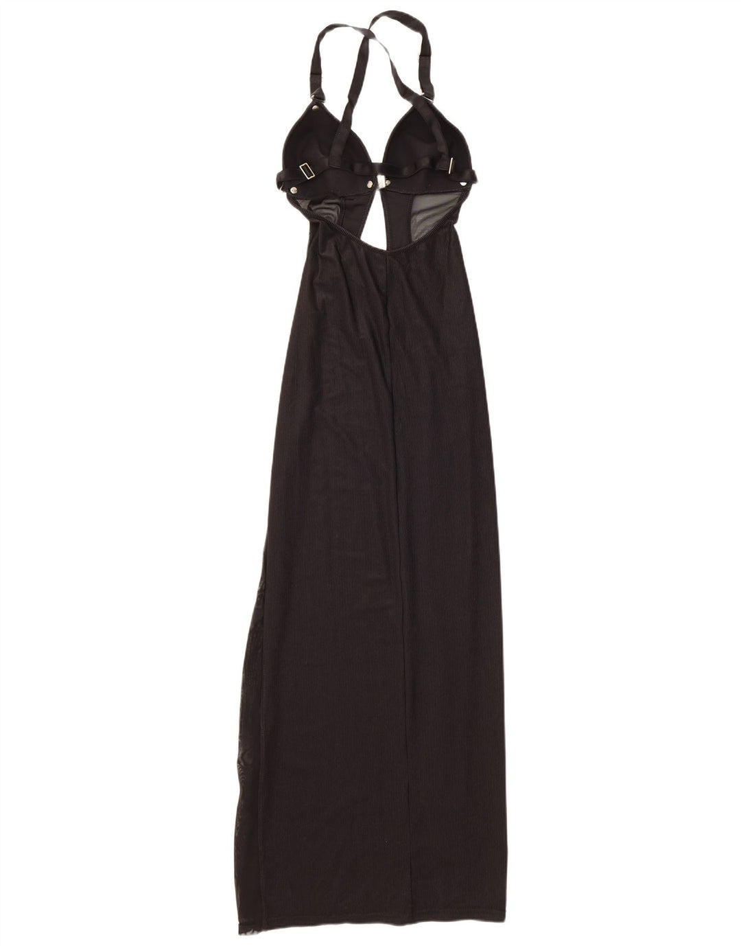 Vintage Γυναικείο Halter Maxi Φόρεμα UK 12 Medium Black Polyamide