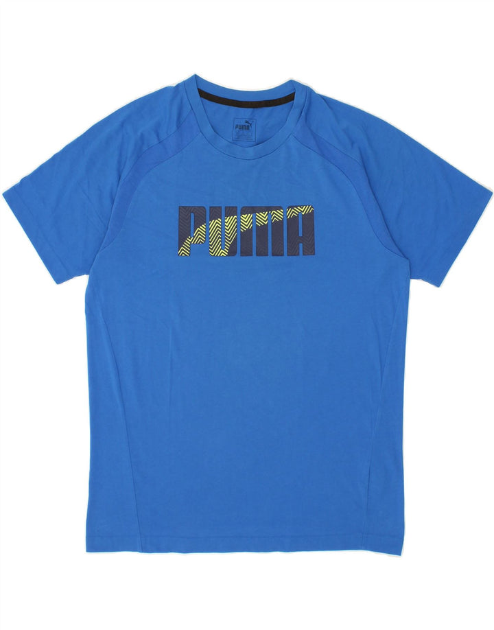 PUMA Mens Graphic T-Shirt Top Medium Blue Cotton Vintage Puma and Second-Hand Puma from Messina Hembry 
