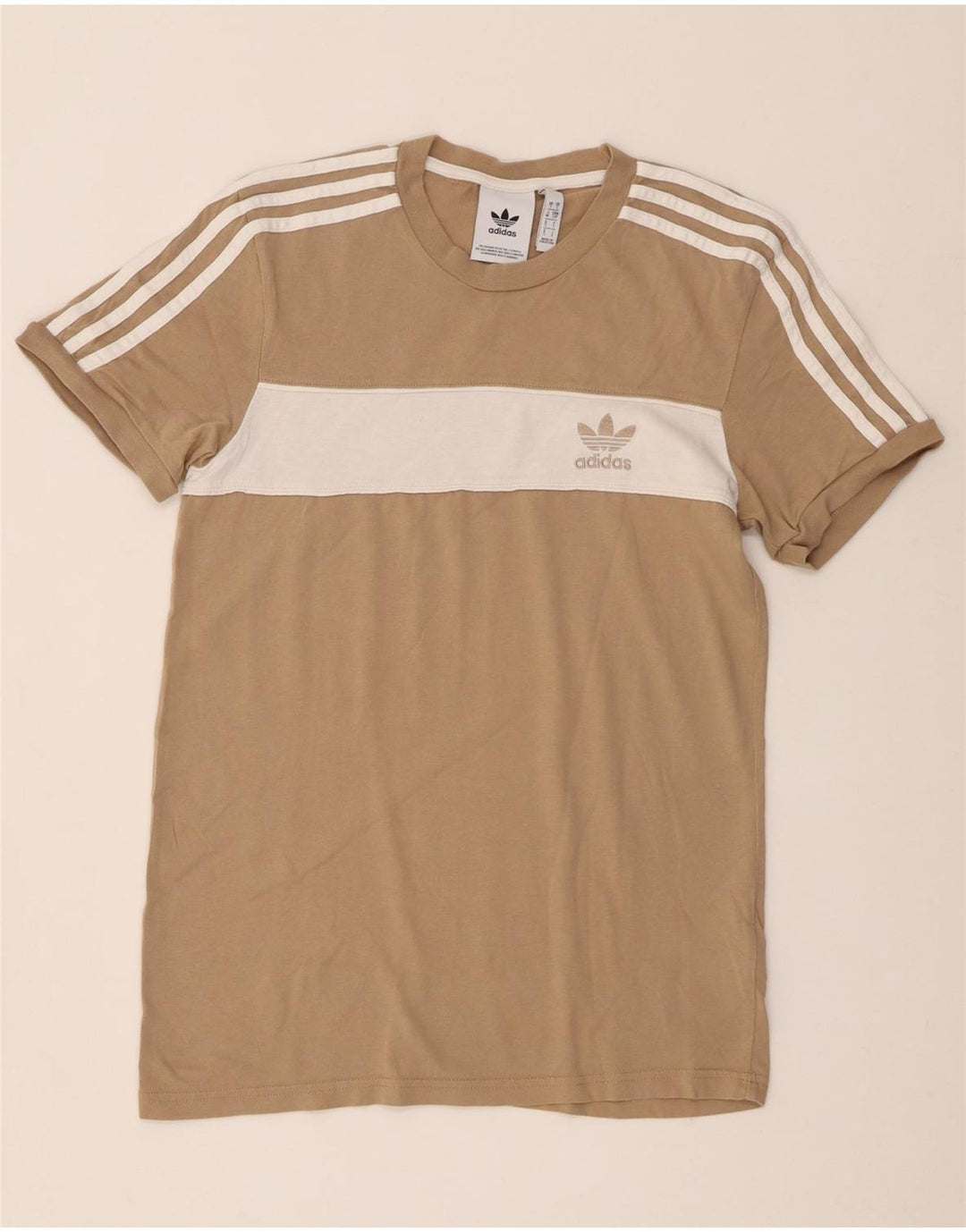 Ανδρικό T-Shirt Adidas Top Small Beige Colourblock Βαμβακερό