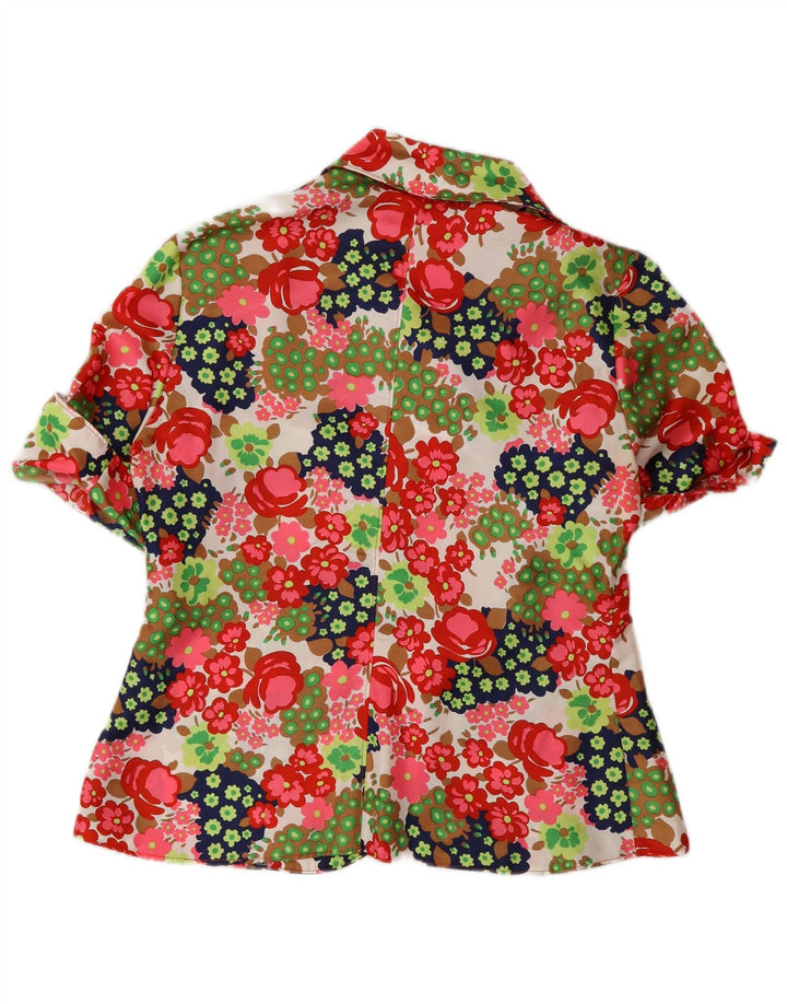 VINTAGE Γυναικείο κοντομάνικο σακάκι UK 12 Medium Πολύχρωμο