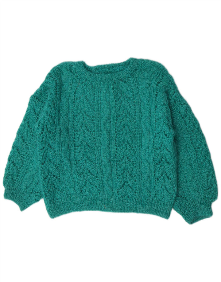 Vintage γυναικείο πουλόβερ με λαιμόκοψη UK 14 Medium Green
