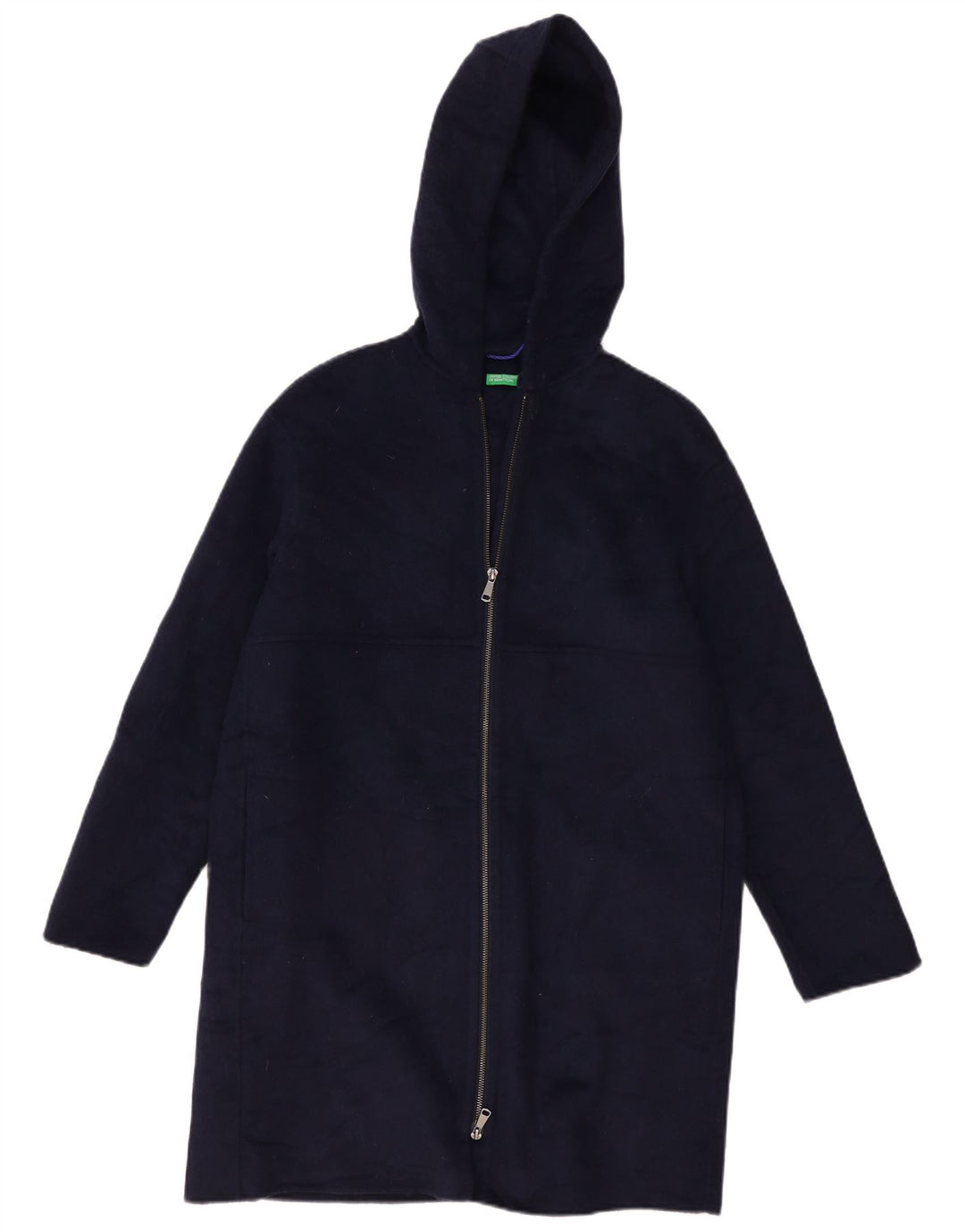 BENETTON Γυναικείο Oversized Πανωφόρι UK 10 Small Navy Blue Wool