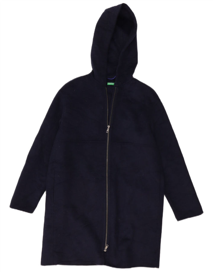 BENETTON Γυναικείο Oversized Πανωφόρι UK 10 Small Navy Blue Wool