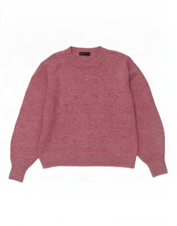 Marks & Spencer Γυναικείο πουλόβερ με λαιμόκοψη UK 16 Large Pink Flecked