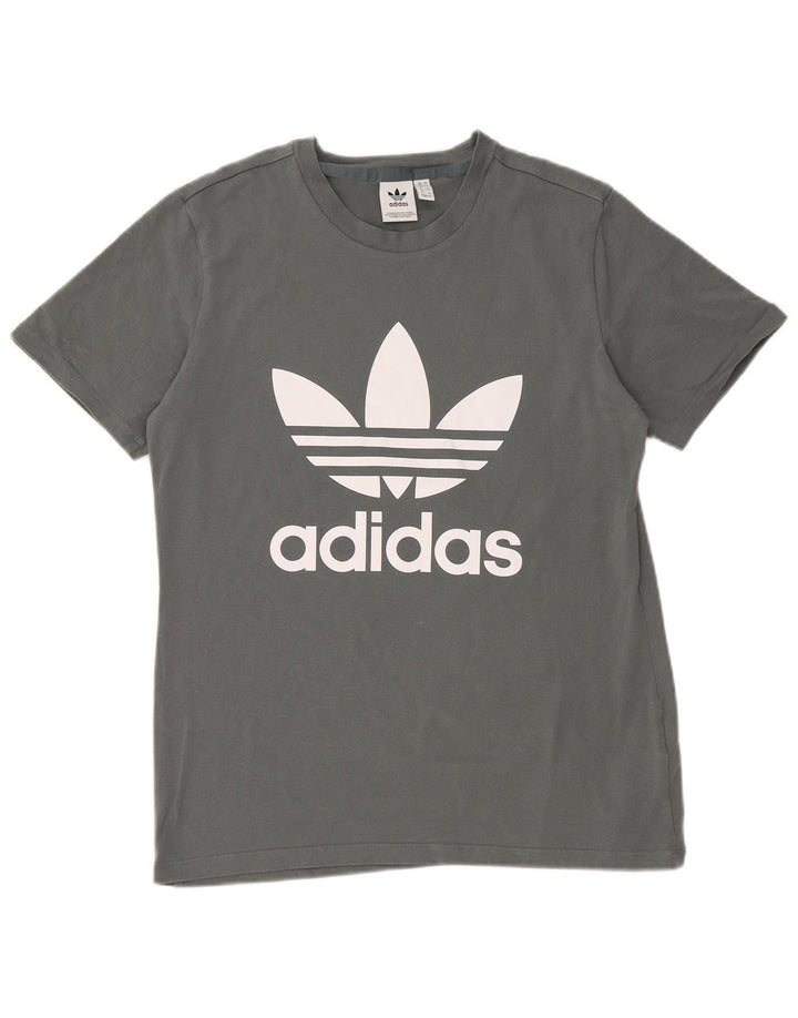 Γυναικείο γραφικό μπλουζάκι ADIDAS Top UK 16 μεγάλο γκρι βαμβακερό