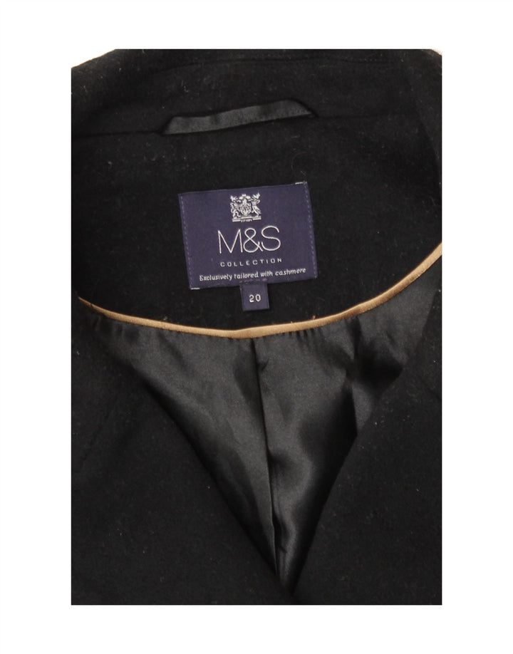 Marks & Spencer Γυναικείο παλτό με διπλό στήθος UK 20 2XL Μαύρο μαλλί