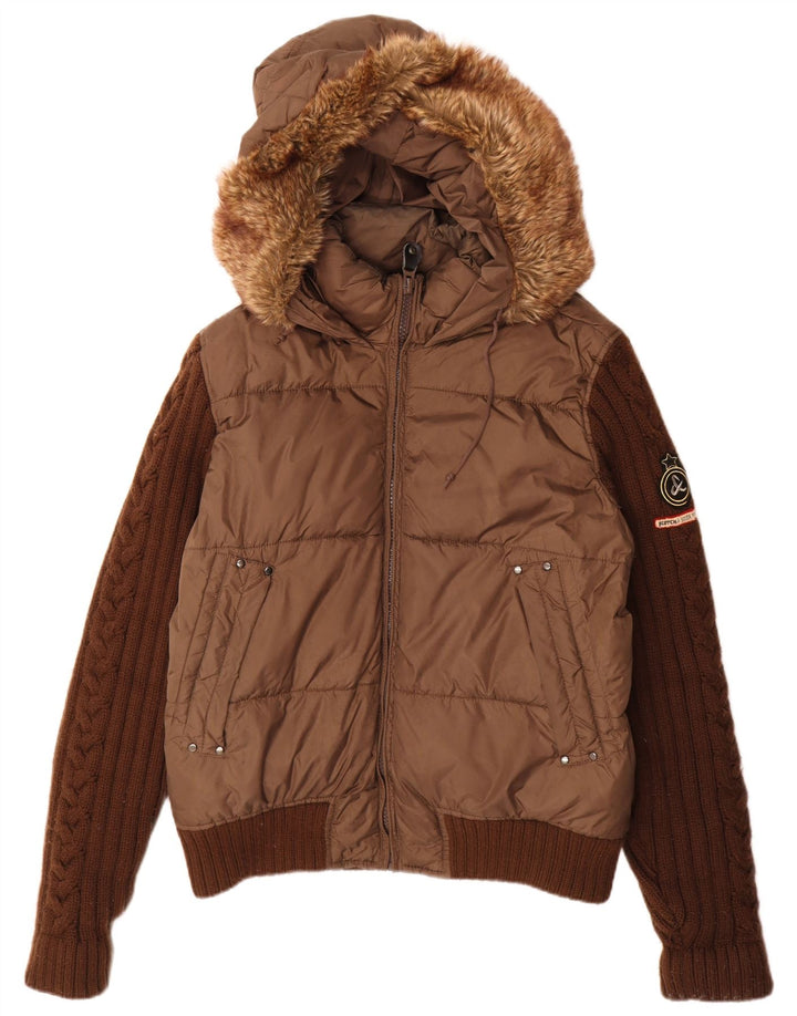 Ανδρικό μπουφάν με κουκούλα Scotch & Soda UK 40 Large Brown Polyamide