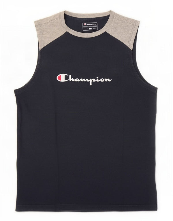 Ανδρικό γραφικό γιλέκο Champion Large Navy Blue Colourblock Βαμβακερό