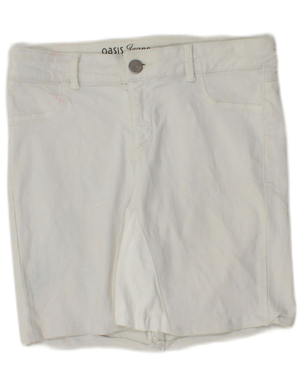 Γυναικείο τζιν σορτς Oasis UK 12 Medium W28 Λευκό βαμβακερό