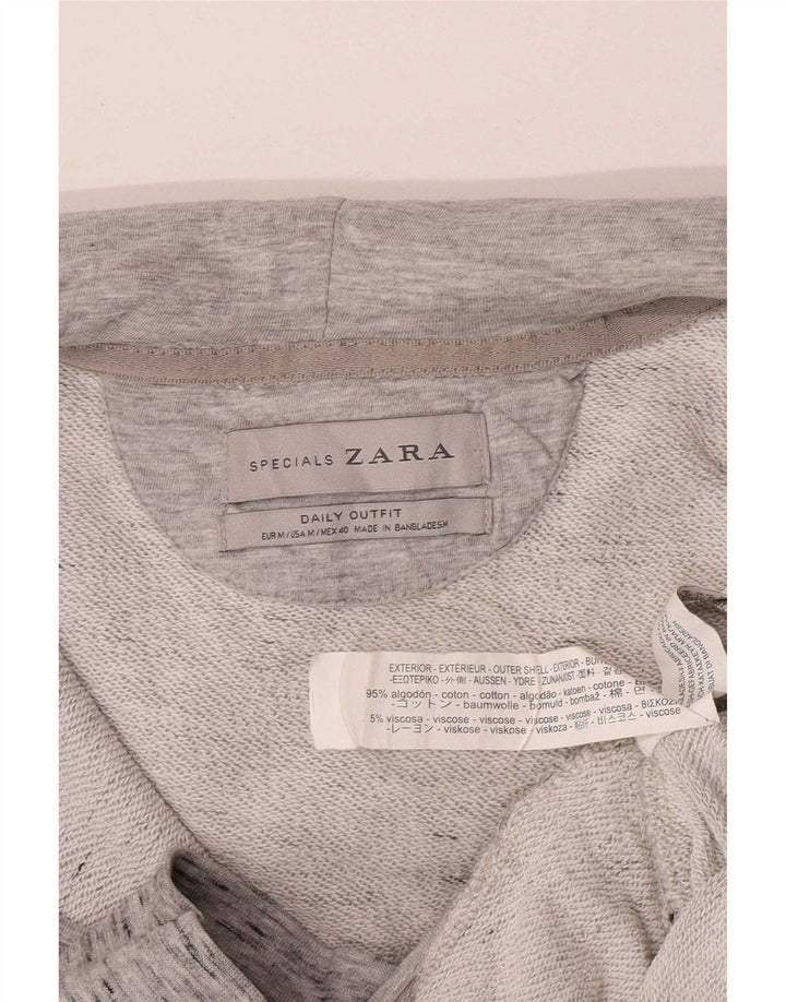 Ανδρικό πουλόβερ Zara με φερμουάρ με κουκούλα, βαμβακερό μεσαίο γκρι