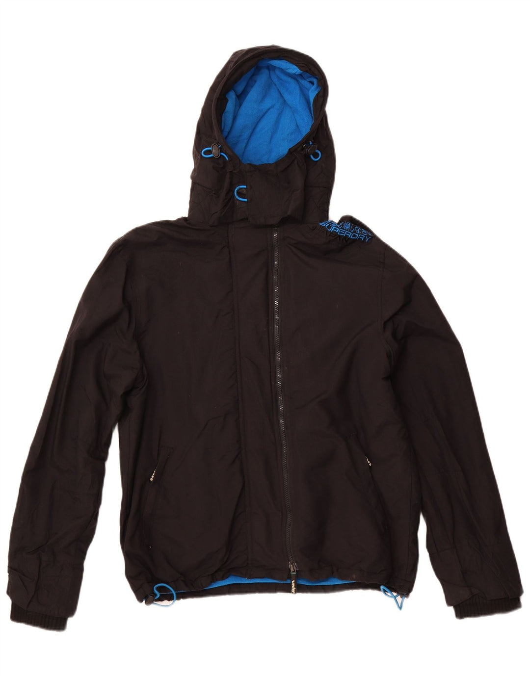 SUPERDRY Ανδρικό Windcheater Hooded Windbreaker Jacket UK 42 XL Black Nylon