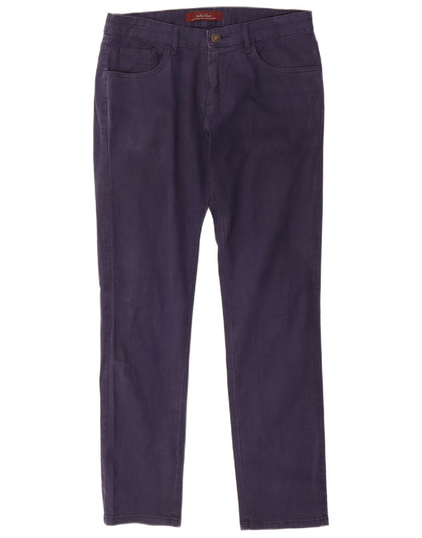 Zara Ανδρικό Slim Casual Παντελόνι EU 42 Large W32 L31 Navy Blue Cotton