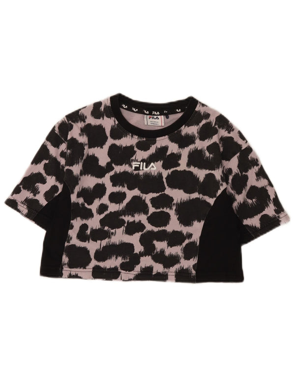 Fila Girls Crop Graphic T-Shirt Top 9-10 Years Black Animal Print