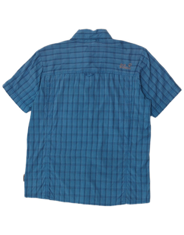 Jack Wolfskin Ανδρικό κοντομάνικο πουκάμισο UK 40/42 Large Blue Check Polyamide