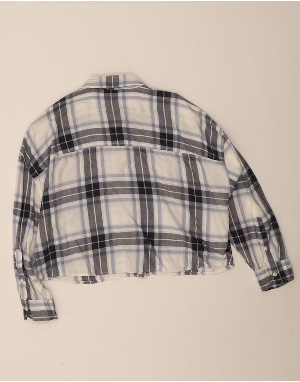 Abercrombie & Fitch Γυναικείο Crop Flannel πουκάμισο UK 10 Small White Plaid