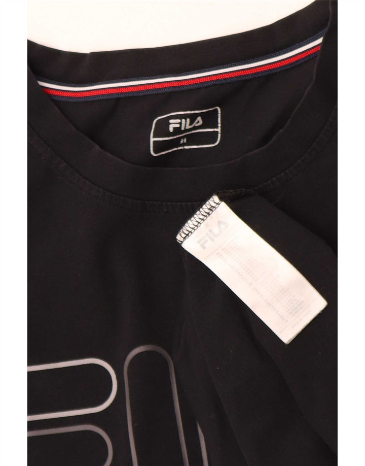 Ανδρικό γραφικό T-Shirt Fila Top Μεσαίο μαύρο βαμβακερό