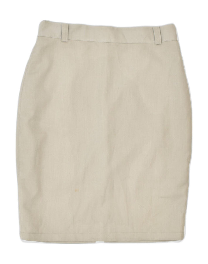 VINTAGE Womens High Waist Pencil Skirt IT 42 Medium W26 Beige Polyester | Vintage Vintage | Thrift | Second-Hand Vintage | Used Clothing | Messina Hembry 