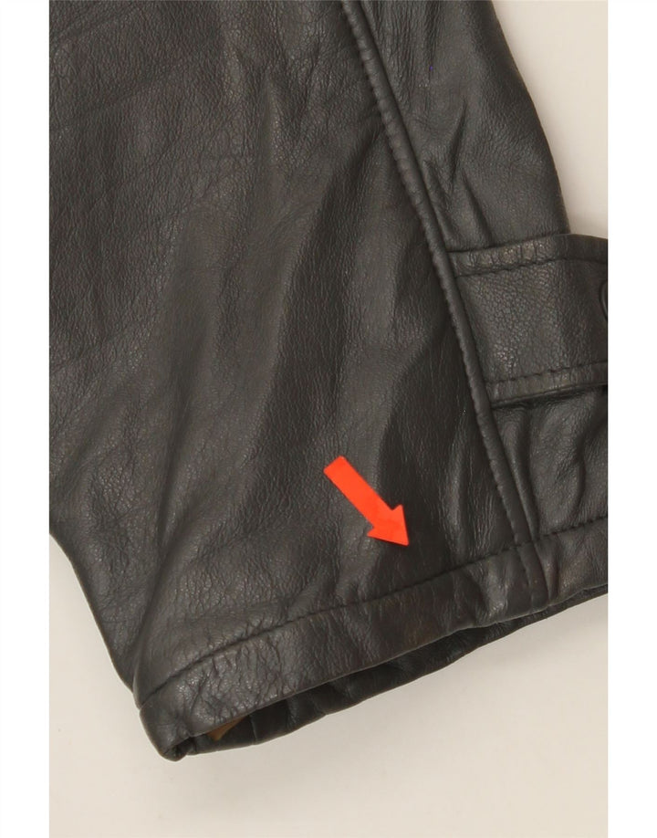 VINTAGE Mens Leather Coat IT 54 2XL Grey Vintage Vintage and Second-Hand Vintage from Messina Hembry 