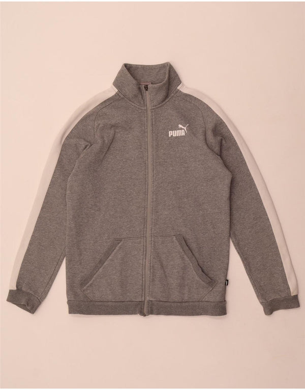 Puma Mens Tracksuit Top Jacket Small Grey Colourblock Cotton