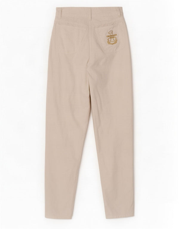 Trussardi γυναικείο κωνικό ψηλόμεσο τζιν IT 32 2XS W26 L30 λευκό βαμβακερό