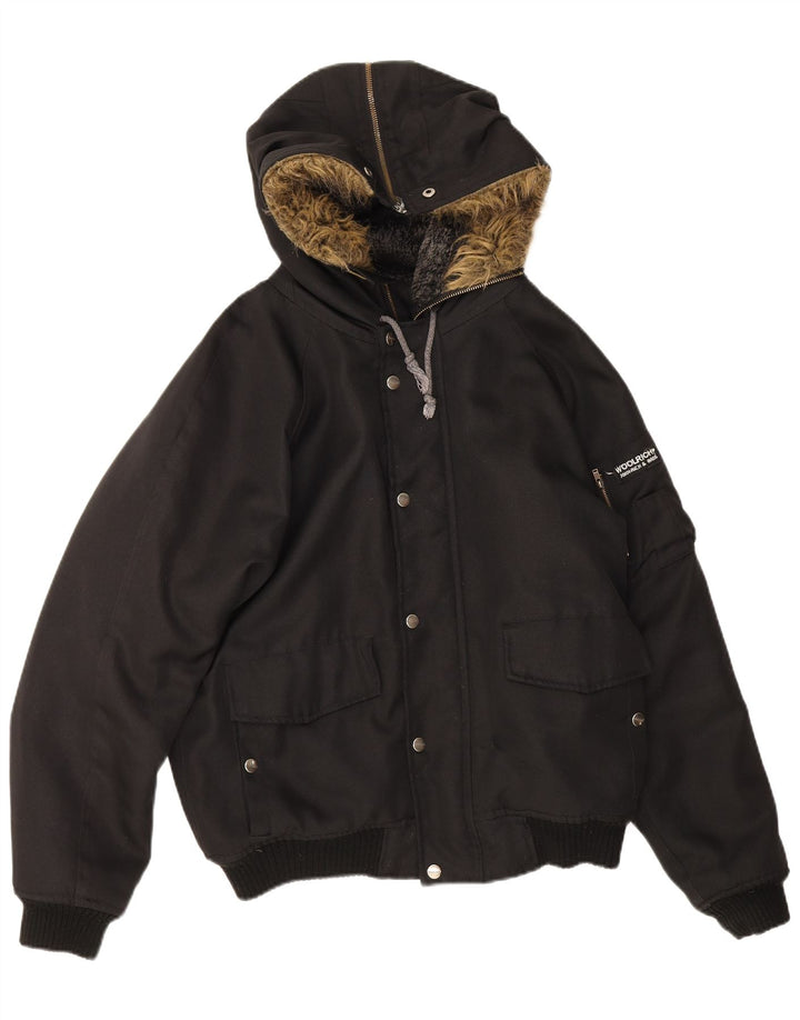 Woolrich Ανδρικό μπουφάν Bomber με κουκούλα IT 46 Small Black Nylon