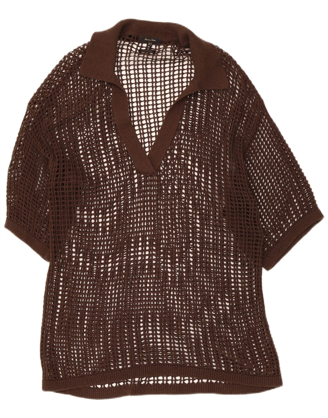 Massimo Dutti Γυναικεία See Through Crochet Μπλούζα Top 14 μεσαίου καφέ