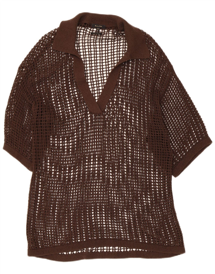 Massimo Dutti Γυναικεία See Through Crochet Μπλούζα Top 14 μεσαίου καφέ