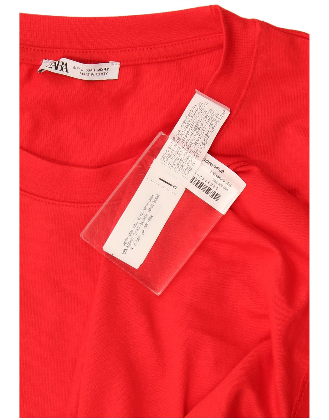 Zara Ανδρικό T-Shirt Top μεγάλο κόκκινο βαμβακερό