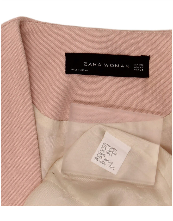 Zara Γυναικείο Open Blazer Jacket UK 6 XS Pink Viscose