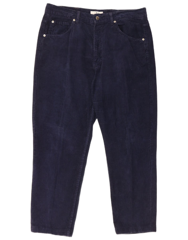 VALENTINO Mens Straight Corduroy Trousers W40 L28 Navy Blue Cotton