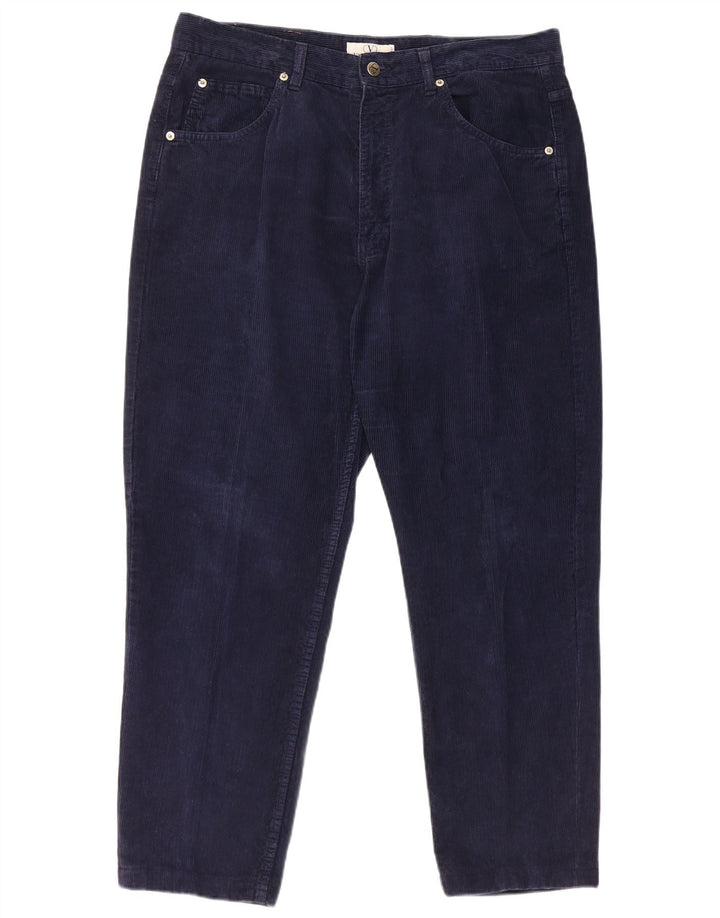 VALENTINO Mens Straight Corduroy Trousers W40 L28 Navy Blue Cotton