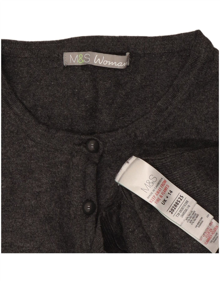 Marks & Spencer Γυναικείο πουλόβερ Crop Cardigan UK 14 Medium Grey Viscose