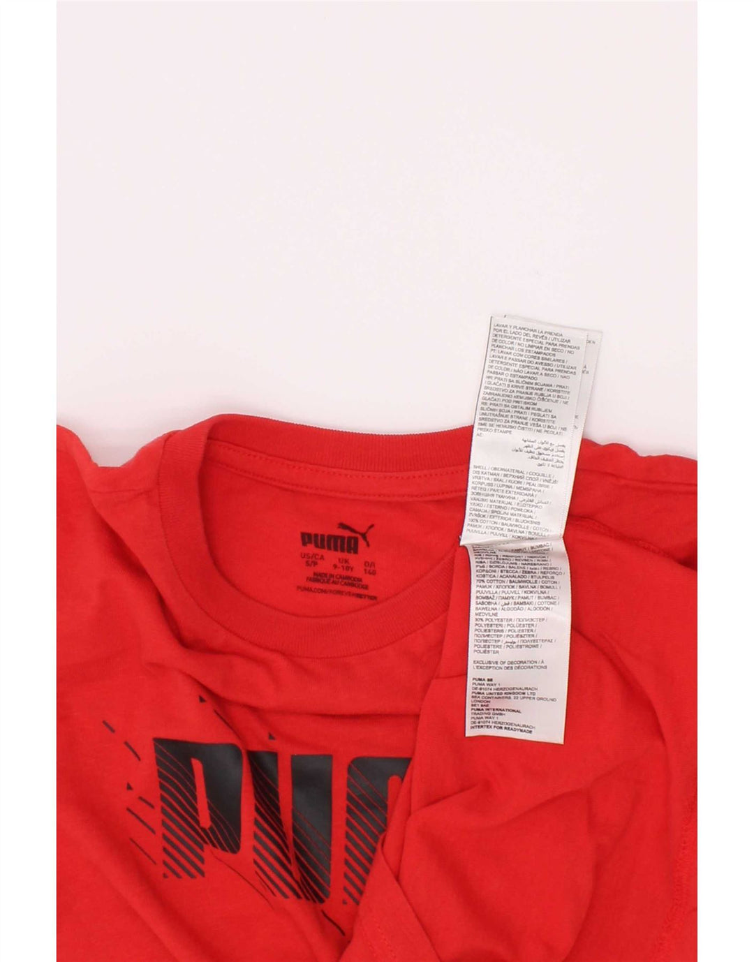 Puma Boys Graphic T-Shirt Top 9-10 Years Red Cotton