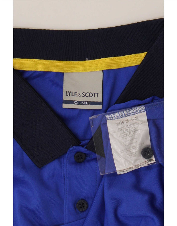 Ανδρικό πουκάμισο πόλο Lyle & Scott 2XL μπλε γεωμετρικό πολυεστέρα
