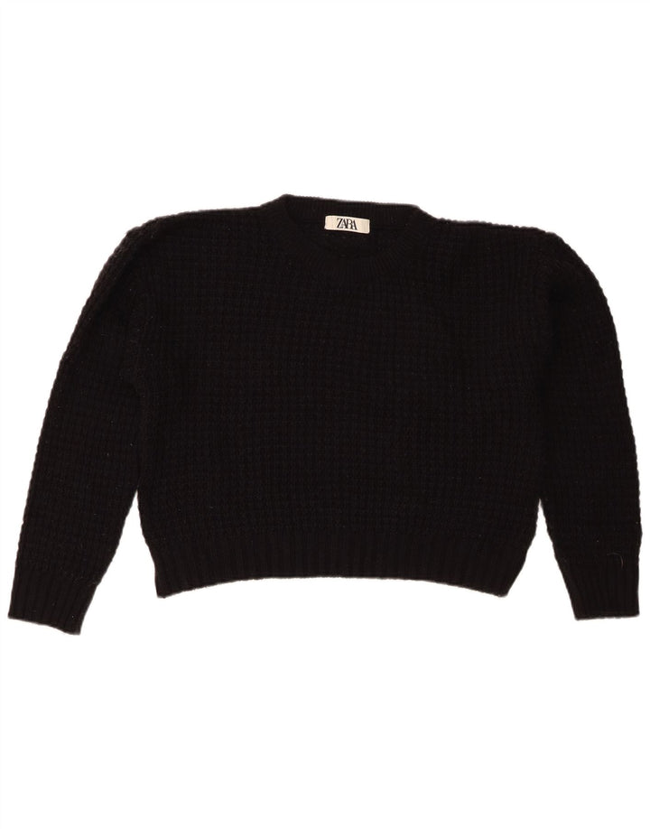 Zara Γυναικείο πουλόβερ με λαιμόκοψη Crop Crop UK 14 Medium Black
