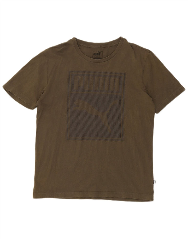Ανδρικό T-Shirt κανονικό γραφικό Puma Μικρό βαμβακερό χακί
