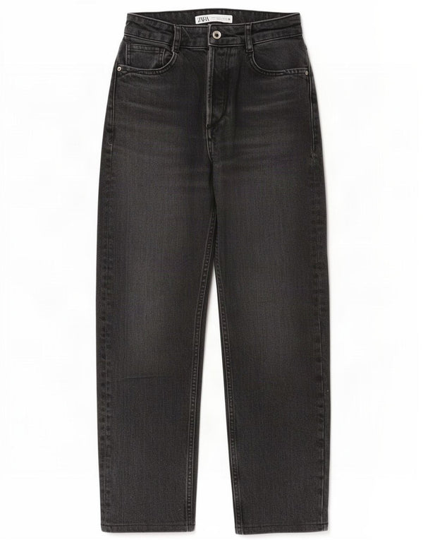 Zara Γυναικείο Crop Straight Jeans EU 34 XS W24 L25 Γκρι βαμβακερό