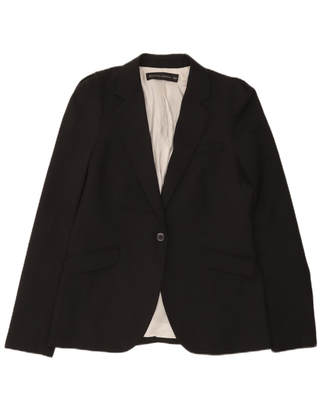 Zara Γυναικείο Μπουφάν 1 Κουμπί Blazer UK 10 Small Black Polyester