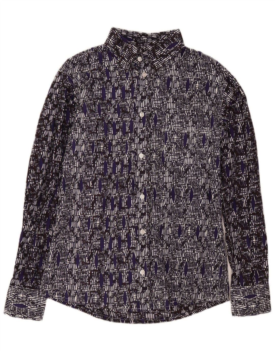 Vintage Ανδρικό πουκάμισο Μικρό Navy Blue γεωμετρικό