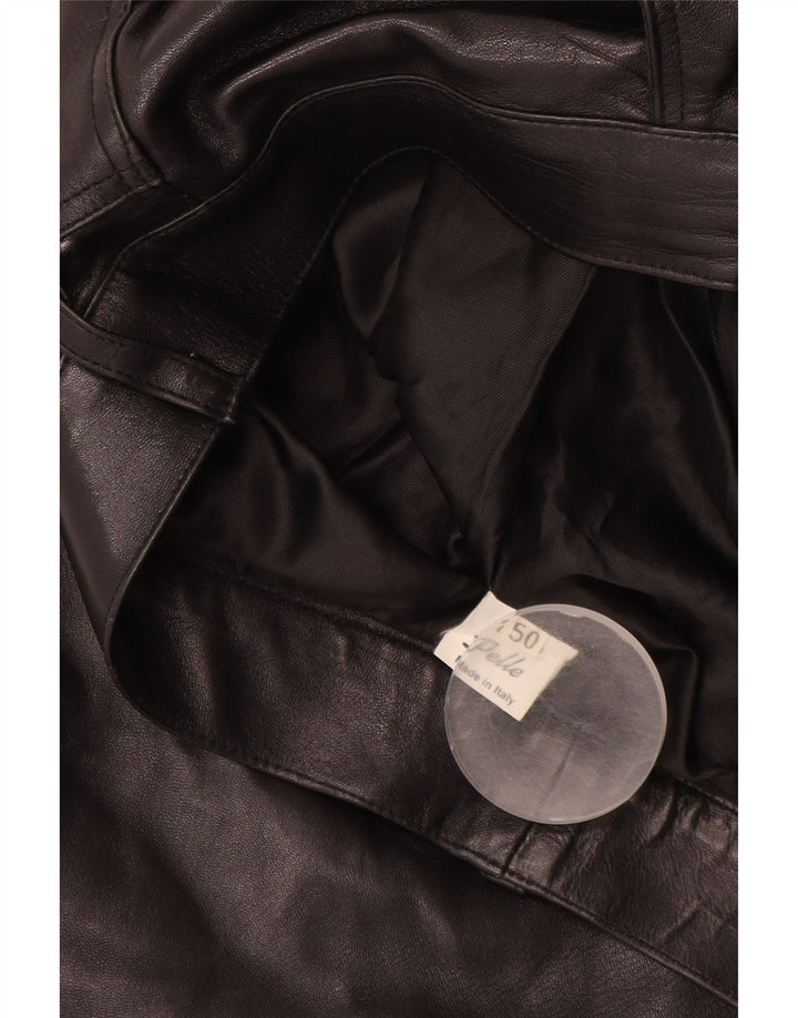 Ανδρικό ίσιο δερμάτινο παντελόνι VINTAGE IT 50 μεγάλο W32 L30 μαύρο δέρμα