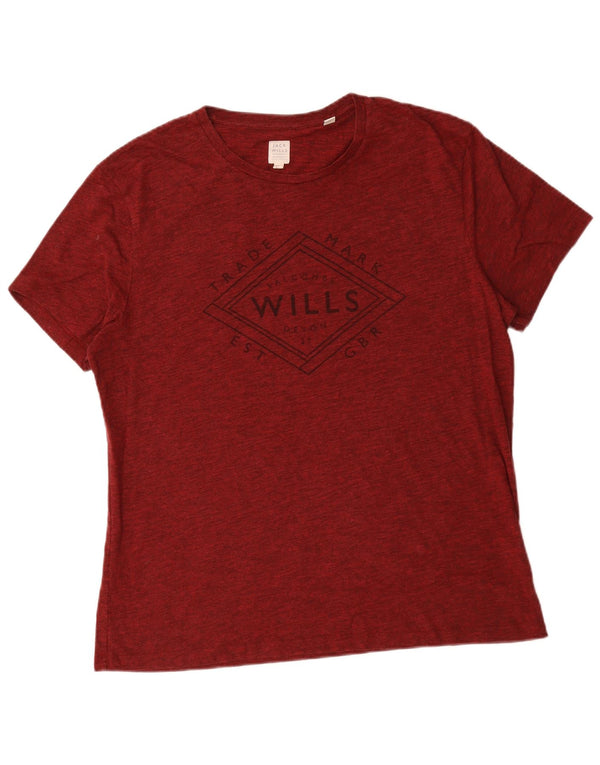 Jack Wills Ανδρικό γραφικό T-Shirt Top XL Μπορντό βαμβακερό
