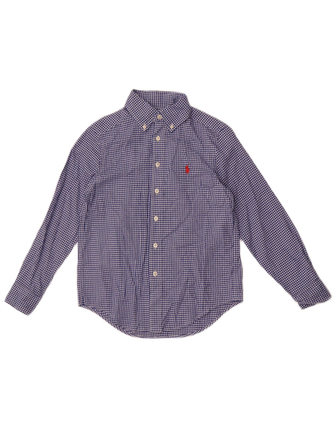 Ralph Lauren Boys πουκάμισο 7-8 ετών Small Blue Gingham Cotton