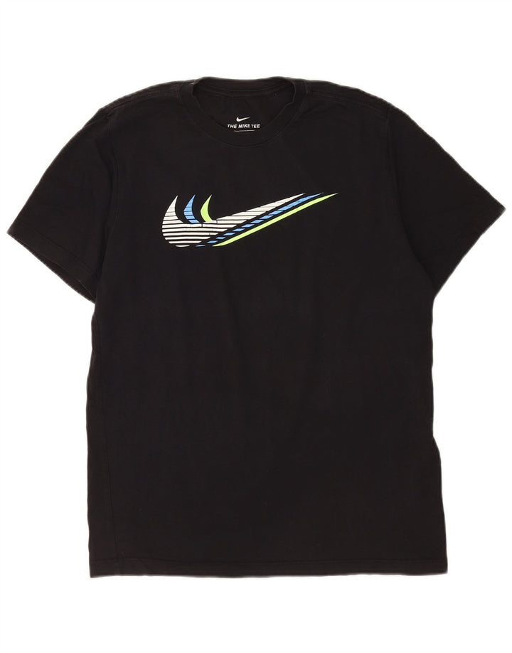 Ανδρικό γραφικό μπλουζάκι Nike, μεσαίο μαύρο βαμβακερό