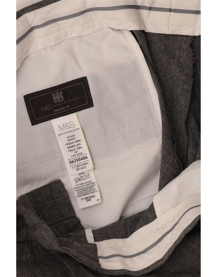 Marks & Spencer Ανδρικό παντελόνι με κανονική εφαρμογή W40 L29 Γκρι πολυεστέρας