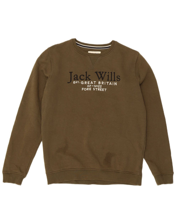 Jack Wills Boys Γραφικό Φούτερ Μπλούζα 14-15 ετών Χακί βαμβακερό