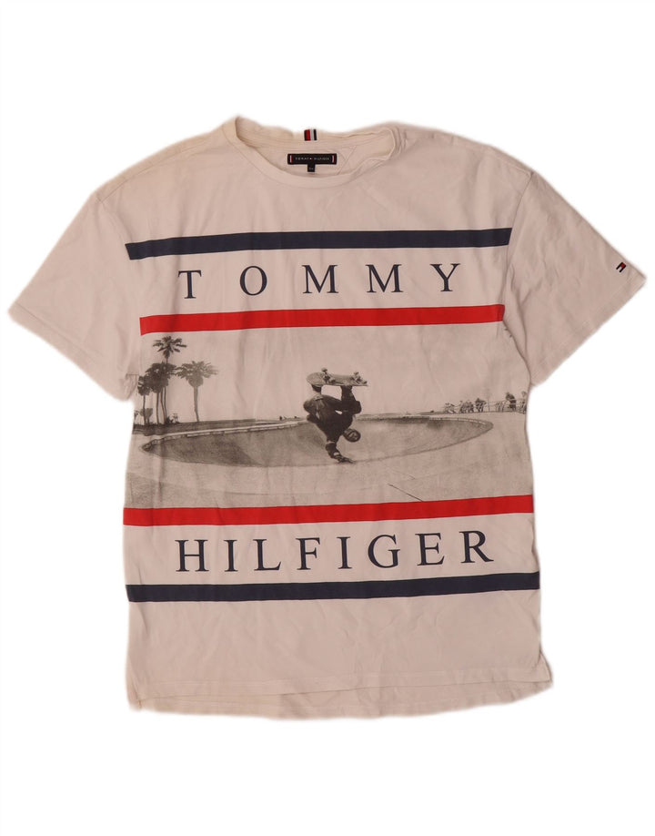 Tommy Hilfiger Boys Graphic T-Shirt Top 13-14 Years Off White Βαμβακερό